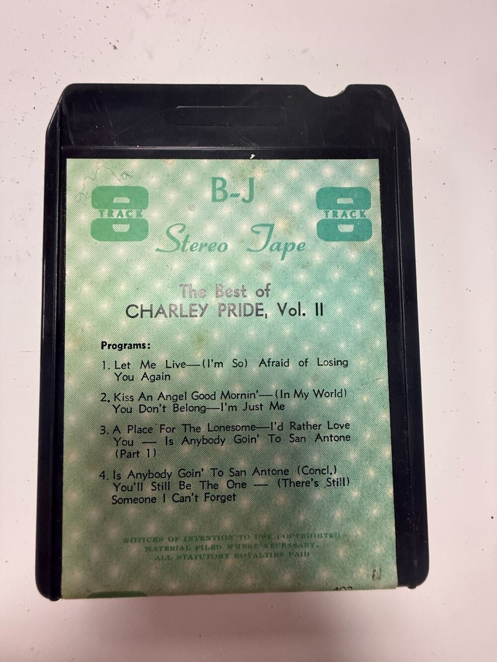 Best Of Charley Pride Vol II 8 Track Tape BJ Stereo Country Classics